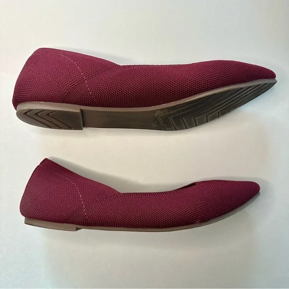 CYNTHIA ROWLEY Pointed Toe Knit Chelsea Slip In Burgundy Ballet Flat 9M - Picture 4 of 11